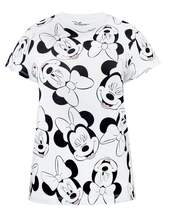 Disney Minnie Mouse Character All Over Print Women's Boyfriend Fit T-Shirt