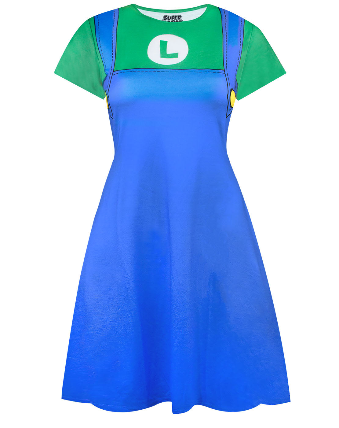 Super Mario Luigi Women's Costume Dress Ladies Fancy Dress Party Cospl