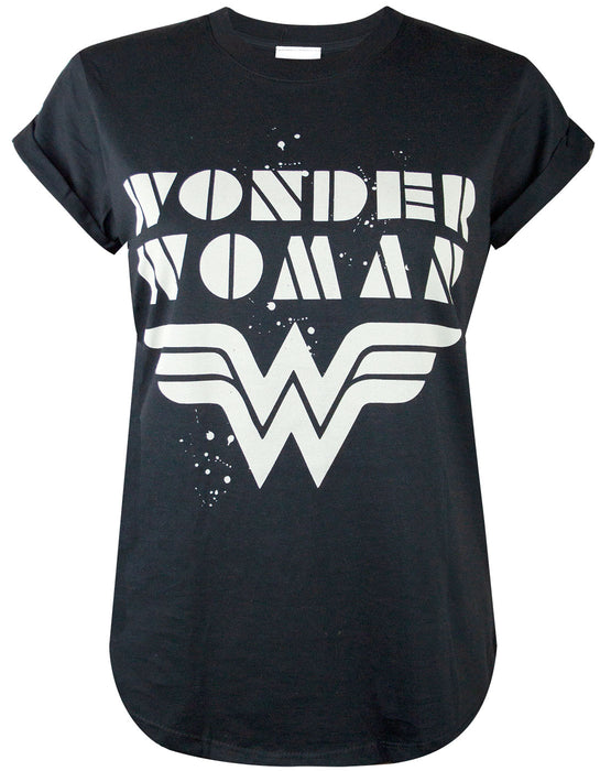 Wonder Woman Roll Sleeve Womens T-Shirt