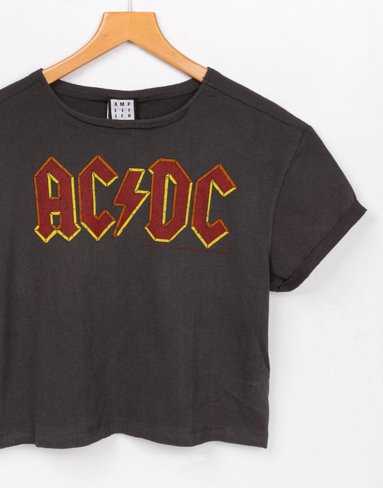 Amplified AC/DC Logo Womens Cropped T-Shirt — Vanilla Underground