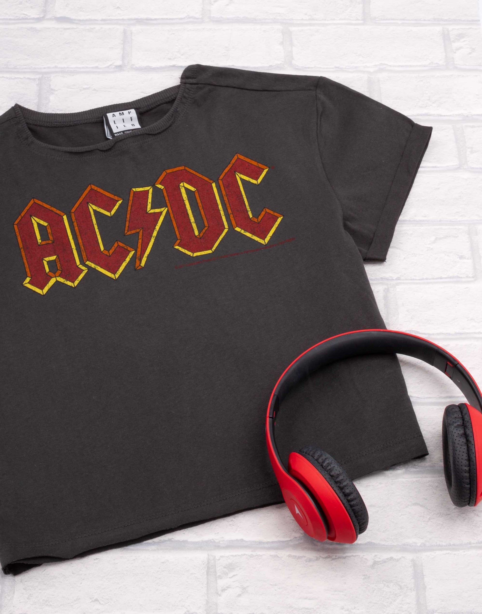 Amplified AC/DC Logo Womens Cropped T-Shirt — Vanilla Underground