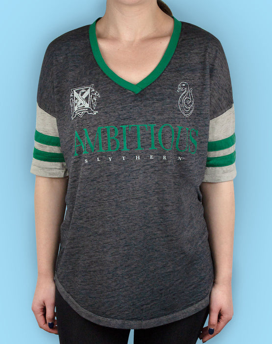 Harry Potter Slytherin Ambitious Womens/Ladies Varsity T-Shirt Sizes S-XL