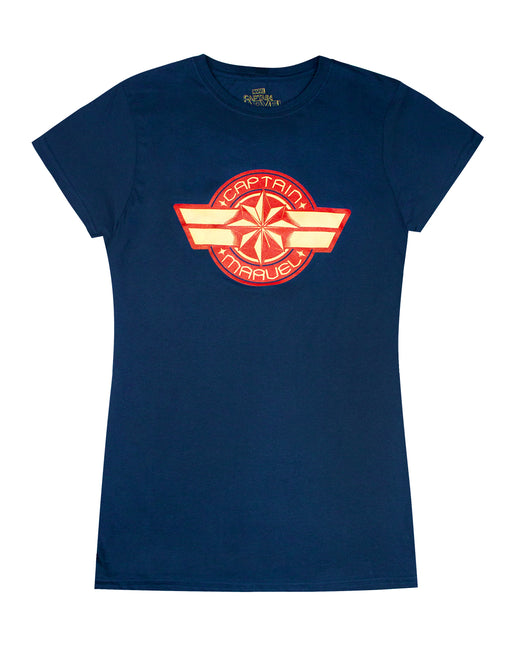 Marvel Captain Marvel Logo Womens Navy T-Shirt