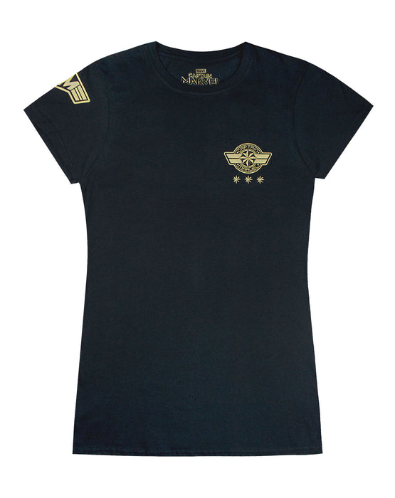 Marvel Captain Marvel Shield Emblem Women's Black T-Shirt