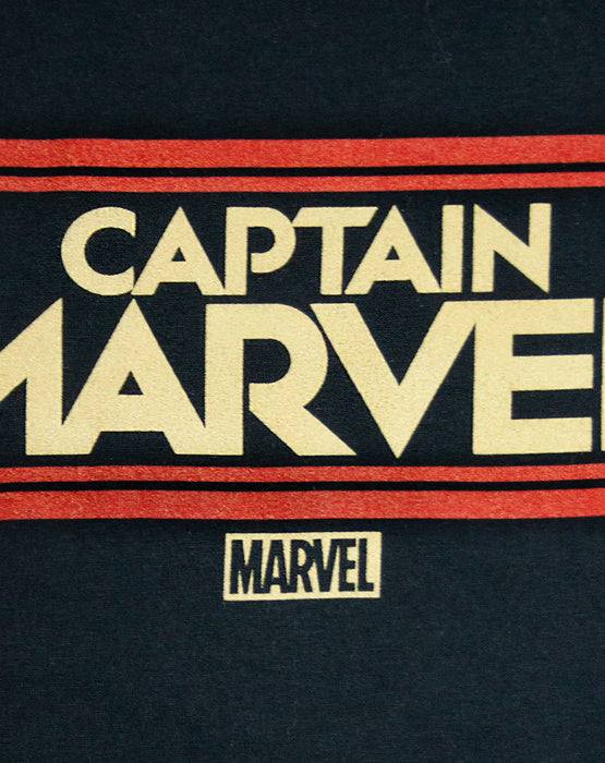 Marvel Captain Marvel Letters Womens Black T-Shirt