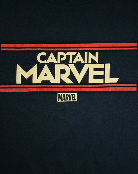 Marvel Captain Marvel Letters Womens Black T-Shirt