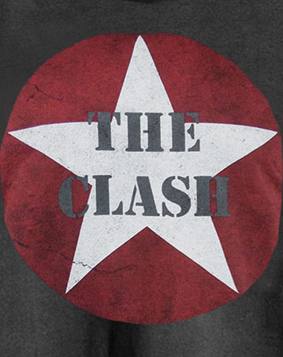 Amplified The Clash Logo Charcoal Women's Ladies Cropped Tee T-Shirt