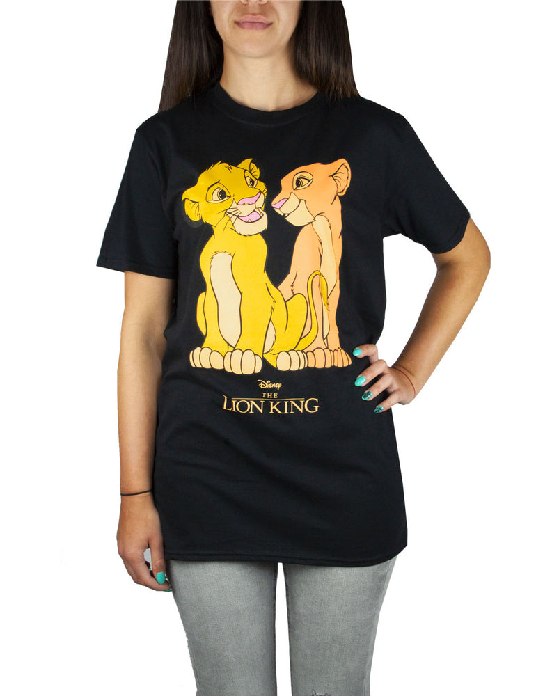 Disney The Lion King Simba And Nala Women's/Ladies Boyfriend Fit Black T-Shirt