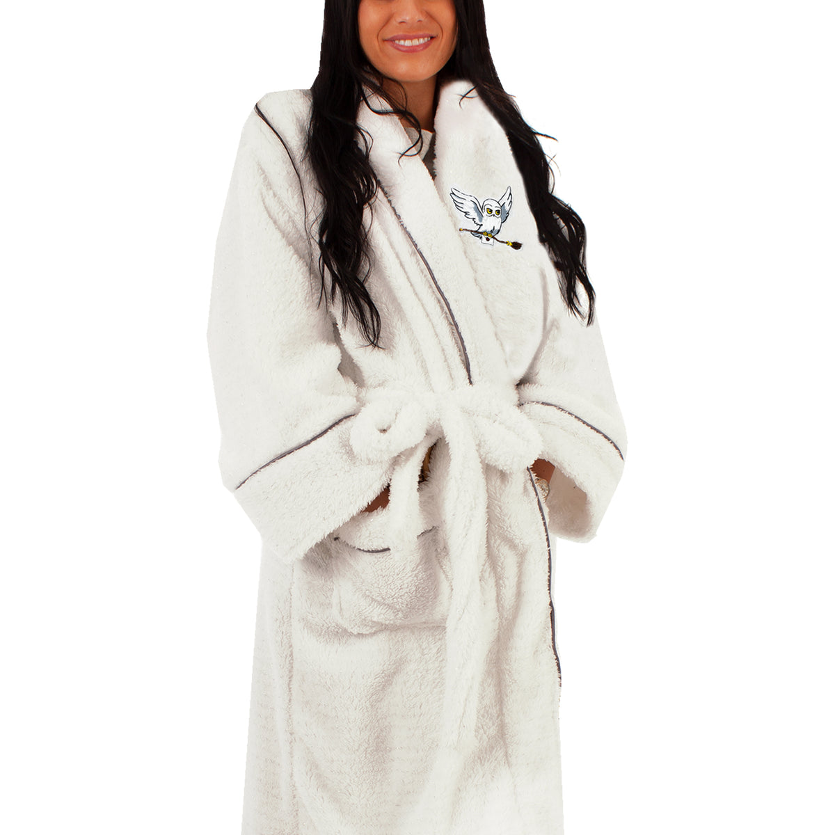 Harry Potter Hedwig White Bathrobe For Women - Ladies Luxury Embroider   Vanilla Underground