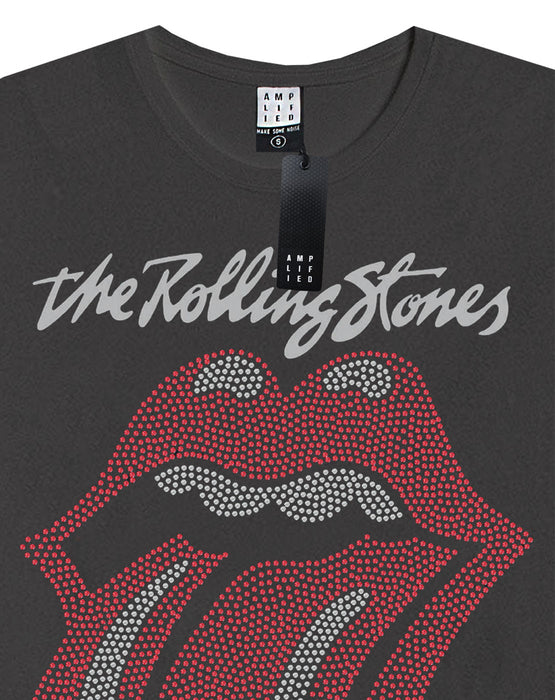 Amplified Rolling Stones Tongue Logo Diamond Women's Charcoal T-Shirt