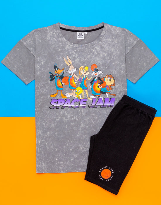 Space Jam 2 Pyjamas For Womens T-shirt & Cycling Shorts PJS Set