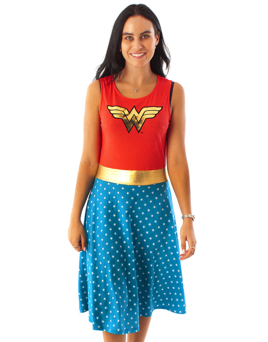 Wonder Woman Women's Costume Dress - Red Vanilla Underground Wonder Woman Women's Costume Dress - Red Vanilla Underground