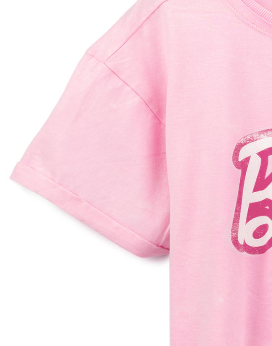 Barbie Ladies Distressed Logo Crop T-Shirt