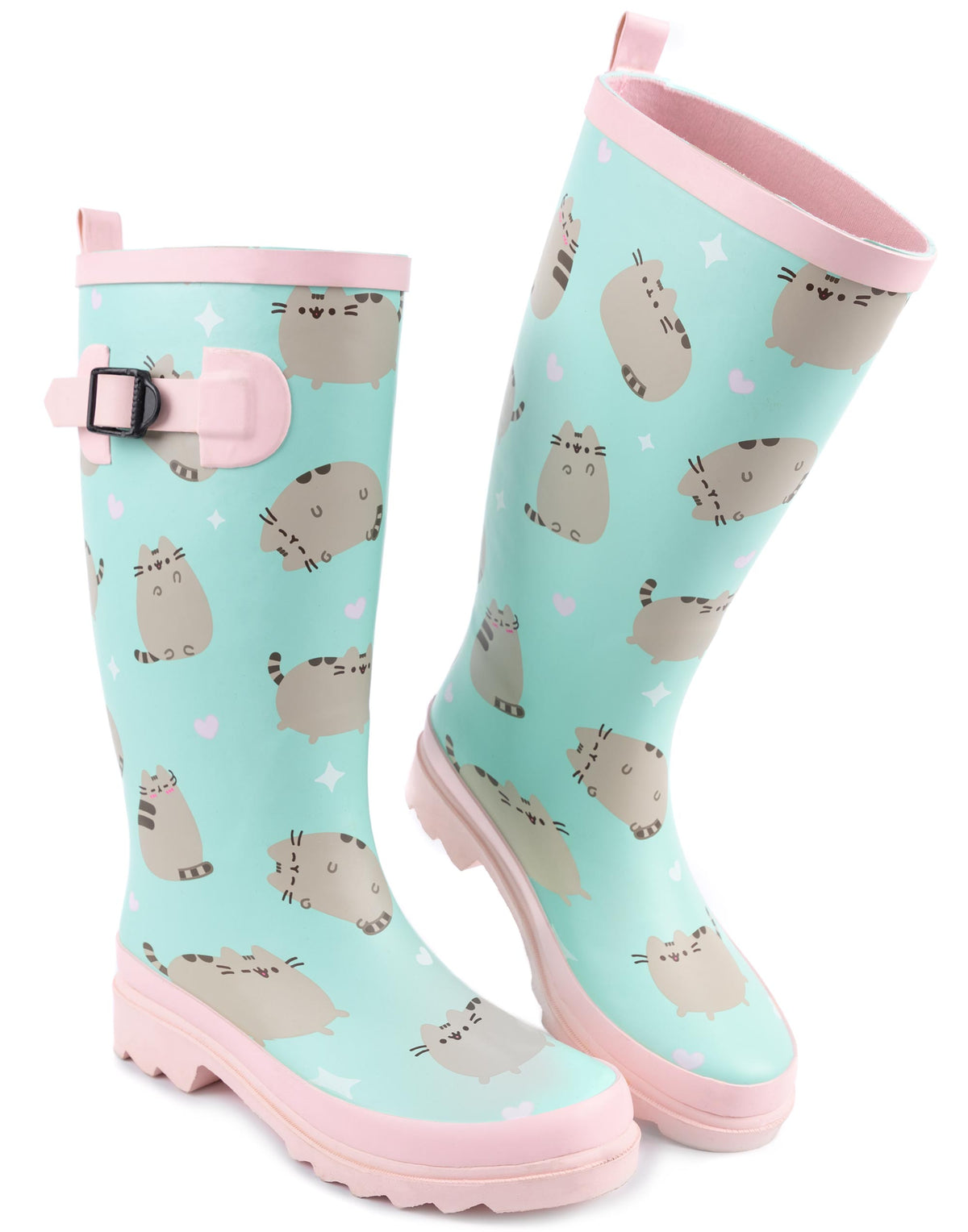 Bottes De Pluie Enfants Pusheen The Cat – Rose Et Vert Menthe, Motifs Chat – Imperméables, Semelle Antidérapante - 5