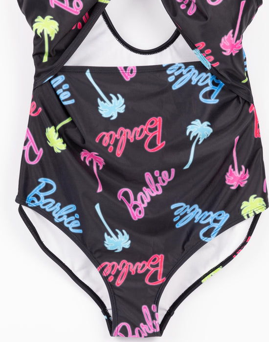 Barbie Ladies Black Logo & Palm Tree Swim Suit