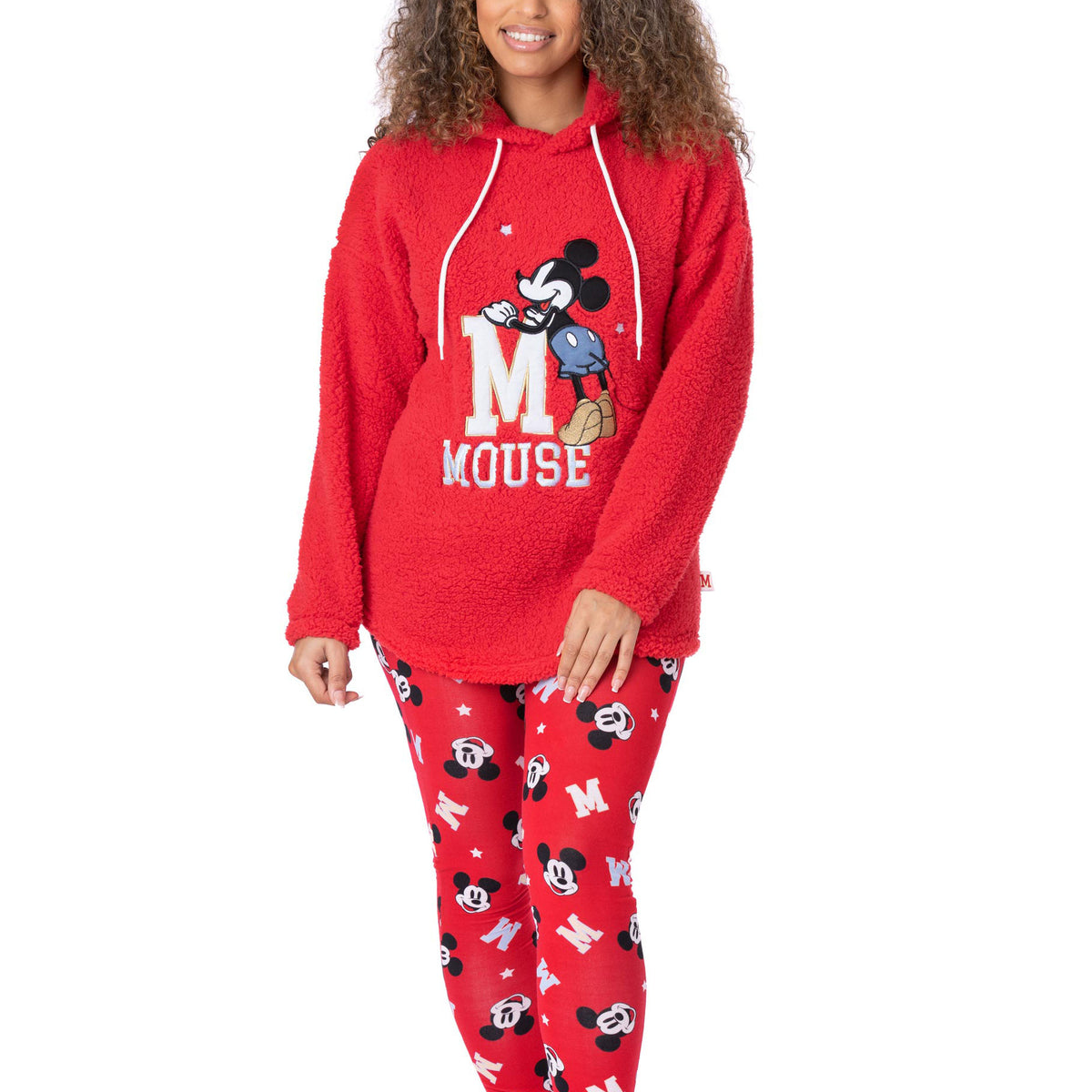 Disney Mickey Mouse Womens Borg Teddy Pyjama Set — Vanilla Underground