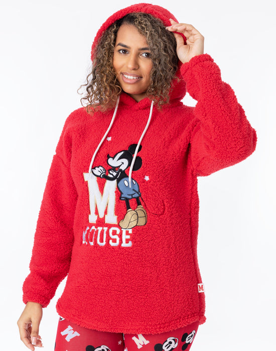Disney Mickey Mouse Womens Borg Teddy Pyjama Set