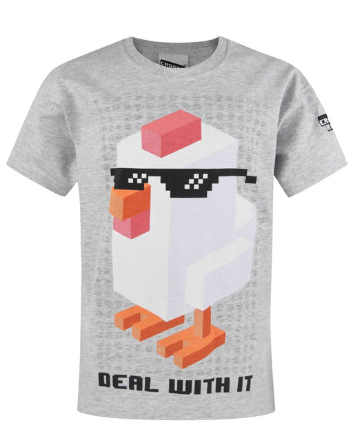 Crossy Road Chicken Deal With It Grey Boy's T-Shirt