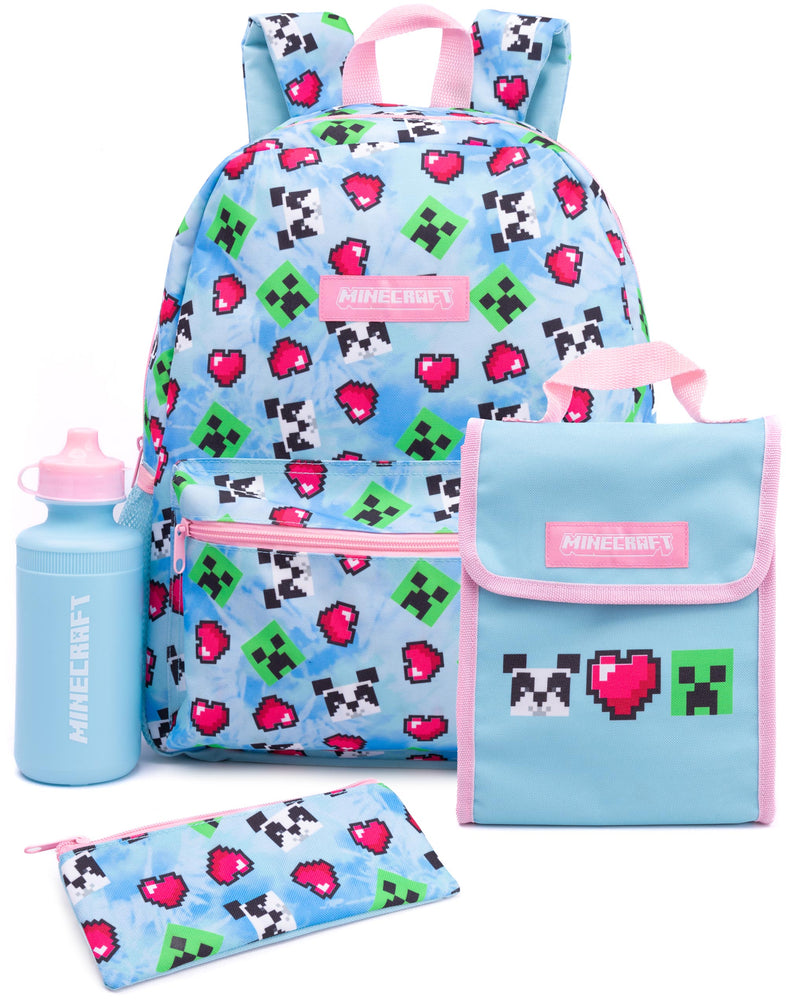 Minecraft Girls 4 Piece Lunch Bag Backpack Set