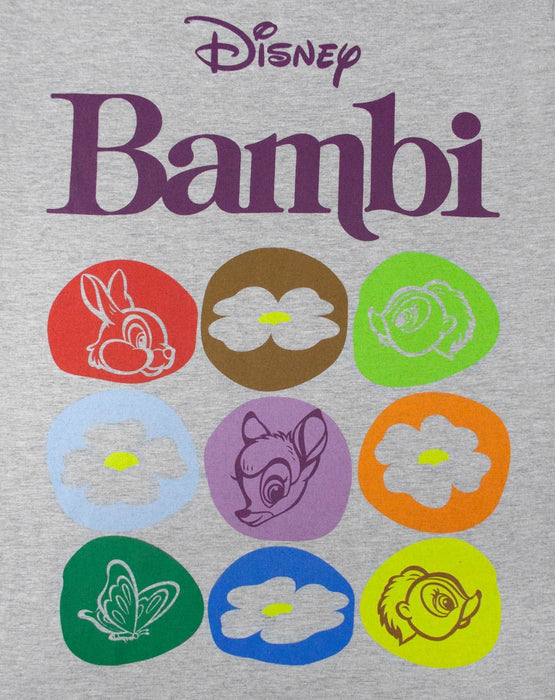 Disney Bambi Characters Motif Women's Teen Slim Fit Skinny Style T-Shirt