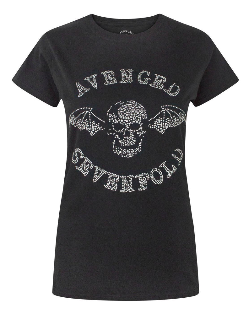 Avenged Sevenfold Death Bat Women's Diamante T-Shirt