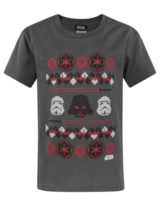 Star Wars Darth Vader Fair Isle Christmas Boy's T-Shirt