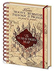 Harry Potter Hogwarts House Crests Pencil Case and Marauders Map Notebook Stationary Set