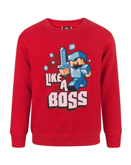 Minecraft Like A Boss Boy's Sweatshirt