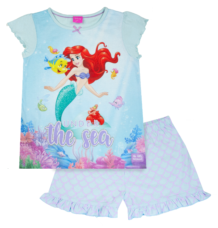 Disney The Little Mermaid Ariel Girls/Toddler Pajama Shorts Set 2 - 8 Years