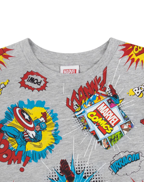 Marvel Comics All Over Print Boy's T-Shirt - Grey