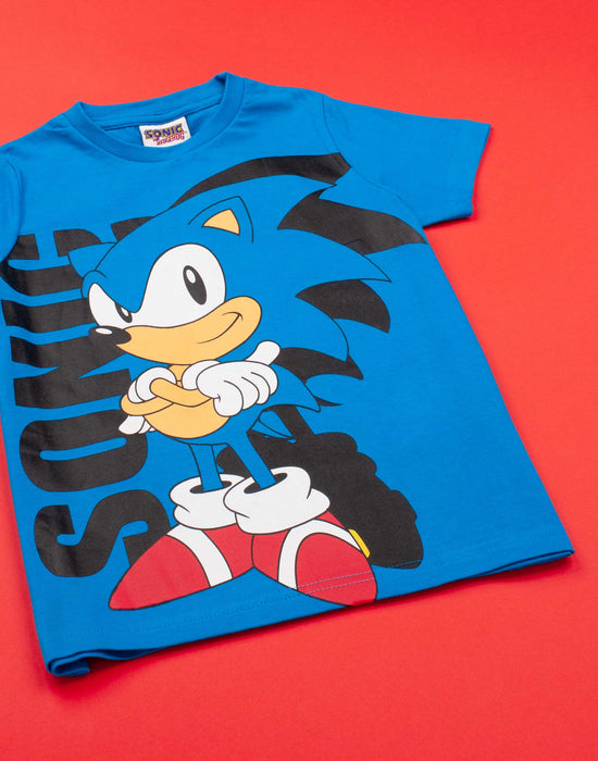 Sonic The Hedgehog Boys Blue Character Cartoon T-Shirt