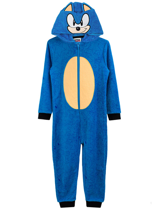 Sonic The Hedgehog Boys Onesie Costume Kids Pyjamas - Blue