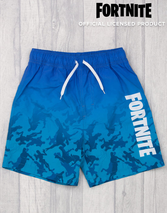 Fortnite Swim Shorts For Boys | Light Blue Gamer Swimming Trunks