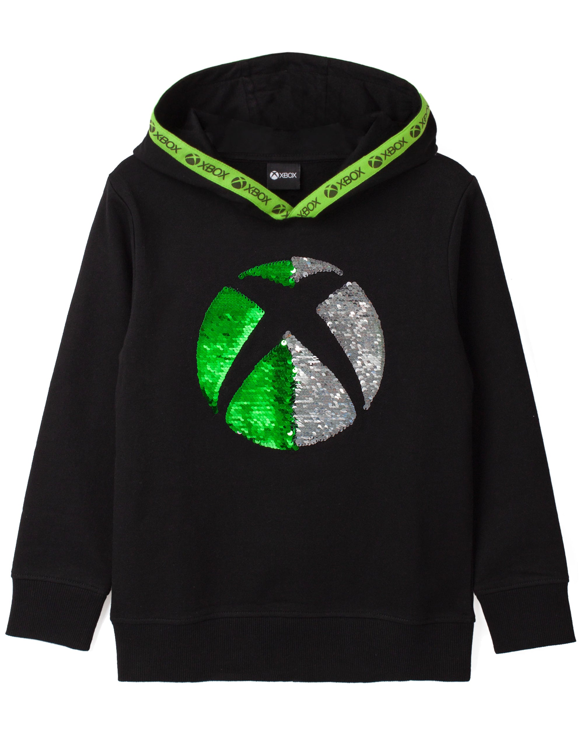 Xbox Robe XBOX Logo Flip Sequin Boys Black Hoodie — Vanilla Underground