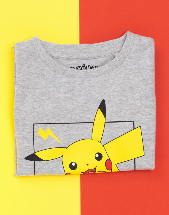 Pokemon T-Shirt For Kids Pikachu Character Top - Grey