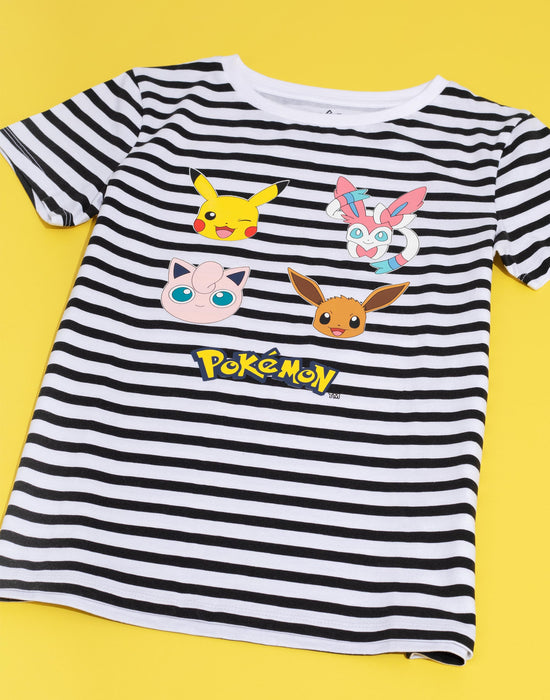 Pokemon T-Shirt For Girls Striped Long Sleeves