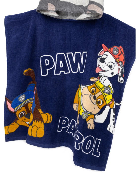 Paw Patrol Boys Navy And Camo Towel Poncho