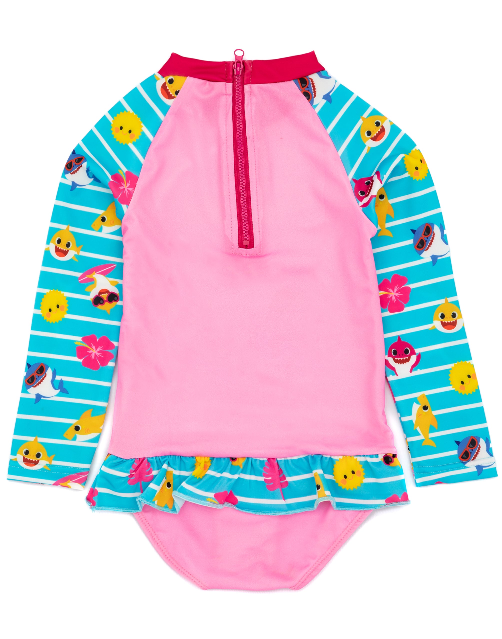 Babyhug Half Raglan Sleeves Legged Swimsuit With Shark Print & Cap - Light Blue