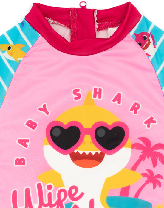 Baby Shark Girls Long Sleeve Swimsuit