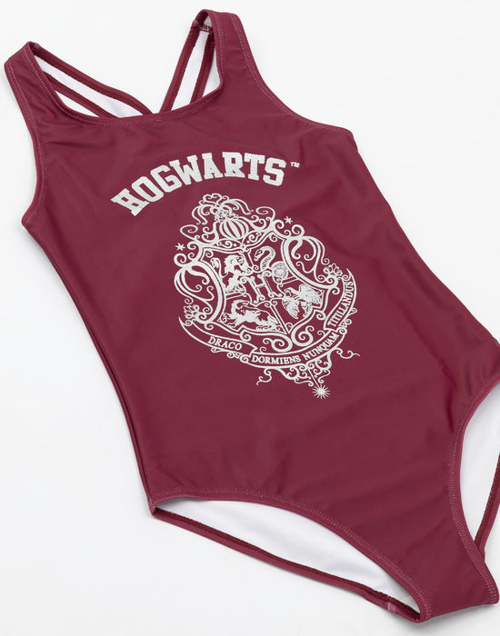 Harry Potter Hogwarts Girls Burgundy Swimsuit