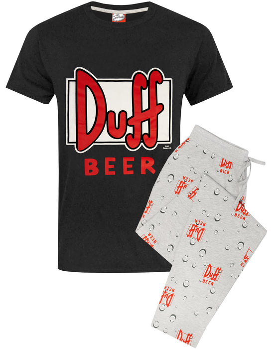 The Simpsons Pyjamas Duff Beer Logo Men's Black T-Shirt & Grey Lounge Pants