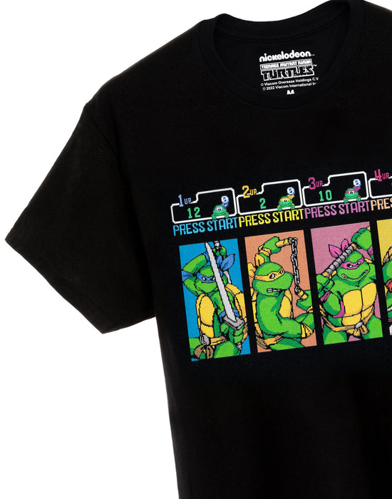 Teenage Mutant Ninja Turtles Arcade Press Start Men's Black T-Shirt
