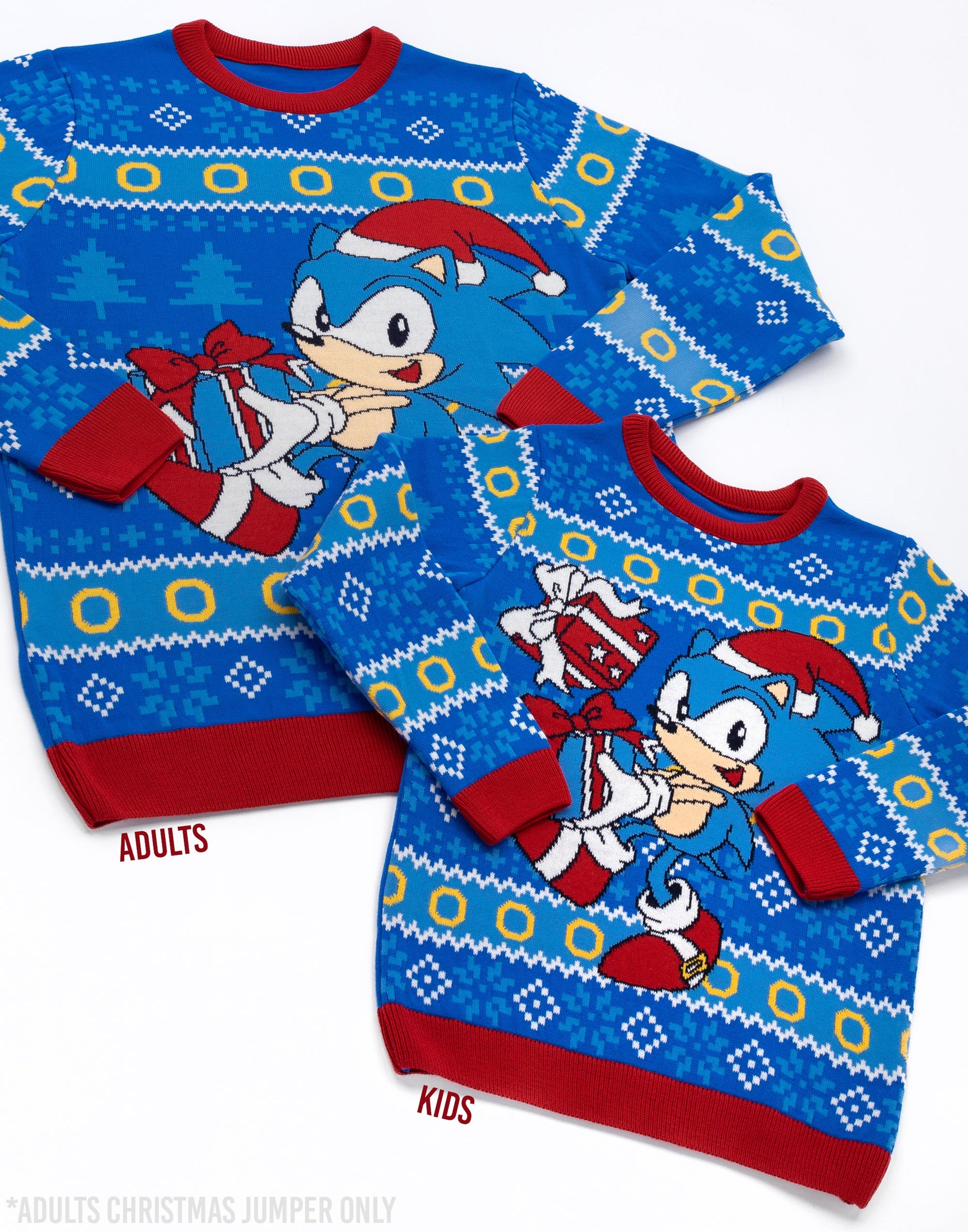 Sonic the Hedgehog Mens Christmas Jumper volwassenen Blue Kerstmis trui