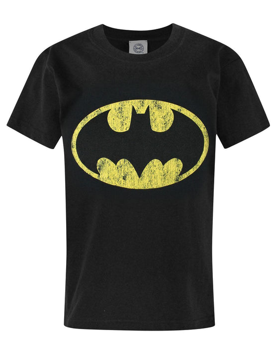 Batman Distressed Logo Black Short Sleeve Boy's T-Shirt